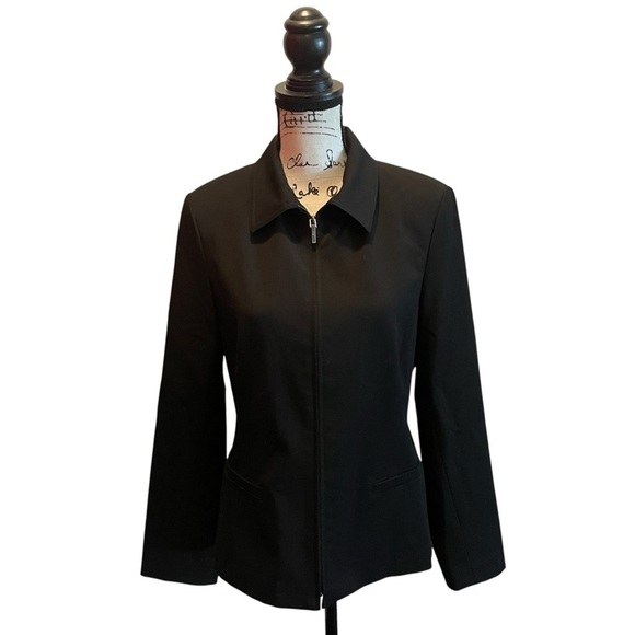 Talbots Stretch Blazer Jacket Black Size 8 Zip Up Business Office - Picture 1 of 10